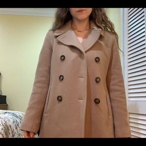 Calvin Klein Lined Camel Pea Coat US W Size 8